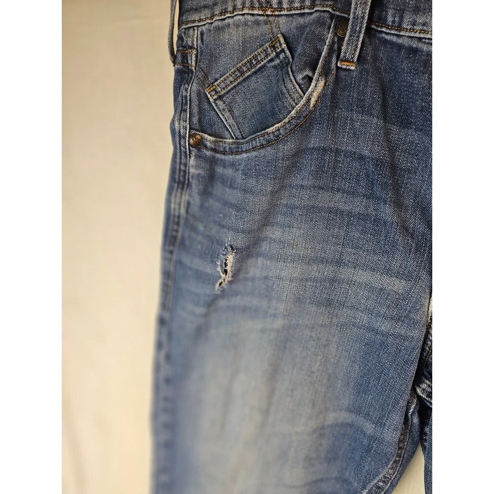 Rock & Republic Mens Straight Leg Jeans Blue Medium Wash Distressed 38x32